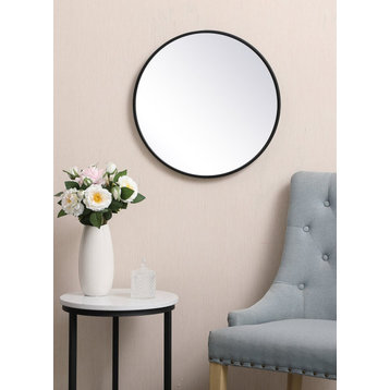 Elegant Decor MR4821BK Metal Frame Round Mirror, 21", Black