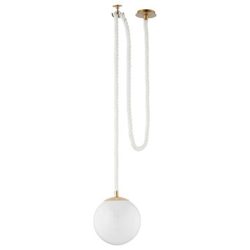 Rockport 1 Light Pendant, Aged Brass