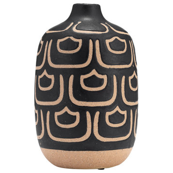 Ceramic 10" Decorative Vase, Black/Tan