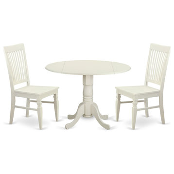Dlwe3-Whi-W 3-Piece Dining Room Set, 2-Kitchen Table & 2 Kitchen Dining Chairs