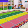 Flagship Carpets FE343-44A 7'6"x12' Sitting Grid Bright,Seats 24 Educational Rug