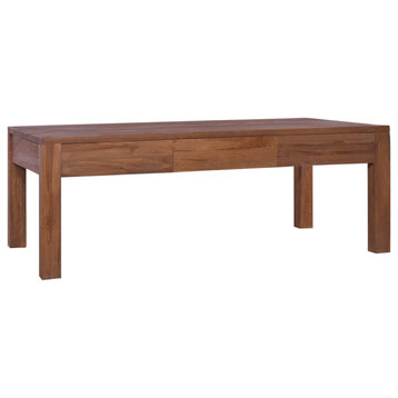 vidaXL Coffee Table End Table Side Table with Drawer Solid Wood Teak 43.3 Inch
