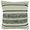 Stripe Woven Throw Pillow With Down Filling, Black/White, 18"