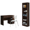 South Shore Axess 2 Piece Office Set with Narrow Bookcase in Chocolate