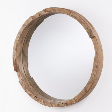 Capital Lighting Round Decorative Mirror, Natural Wood