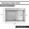 25" Stainless Steel Drop-In Single Bowl Sink