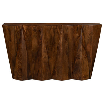 Denali Console Table Carved Solid Wood Natural Finish