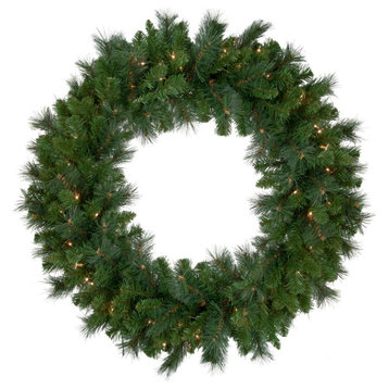 Mixed Beaver Pine Artificial Christmas Wreath 36" Clear Lights
