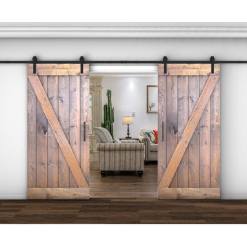 Solid wood barn door Made-In-USA with Hardware Kit(DIY), Brown, 76x84"h