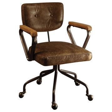 Benzara BM163666 Metal & Leatherette Executive Office Chair, Brown