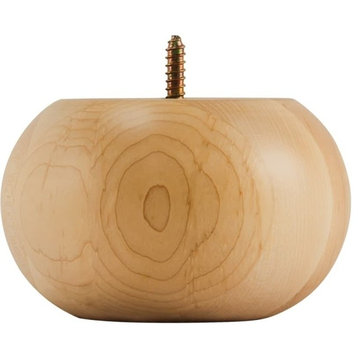 Hardware Resources BF30 Unfinished Solid Wood Smooth Round Bun - Natural Maple