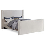 Meridian Furniture - Elias Upholstered Bed, Cream, Full, Velvet - Revamp your bedroom decor by adding the gorgeous and stylish Elias Velvet Full Bed. Featuring a sleek and minimalistic design, this bed is constructed with a solid wood inner frame for long-lasting durability. The soft cream velvet upholstery adds a touch of elegance to your bedroom, making it a perfect addition to any modern or contemporary living space.
