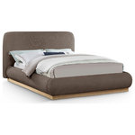 Meridian Furniture - Rigby Linen Textured Fabric Upholstered Bed, Brown, Queen, Natural - Give your bedroom (and yourself) the royal treatment with this Rigby brown linen textured fabric queen bed. Wrapped in rich linen textured fabric, its natural finish fluted base exudes sophistication. Fully slatted, it eliminates the need for a box spring, offering modern convenience. With an art deco design that blends elegance and functionality, this bed promises to be the centerpiece of luxurious comfort. Treat yourself to a restful retreat where style meets substance, creating a haven for relaxation and rejuvenation.