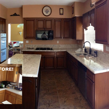 Oak refinish before and after faux finish