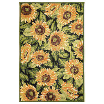 Marina Sunflowers Indoor/Outdoor Rug Black 8'10"x11'9"