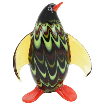 Murano Glass Penguin Bird Figurine Collectible Statue Multicolor Small