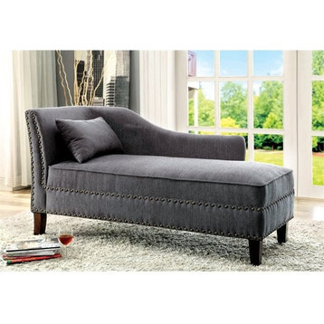 Bowery Hill Modern Fabric Chaise Lounge in Gray