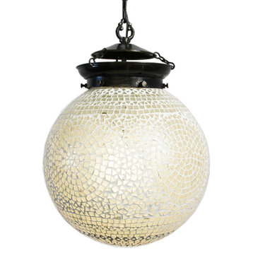 White Mosaic Globe Lantern