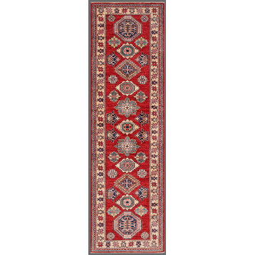 Pasargad Kazak Collection Hand-Knotted Lamb's Wool Runner, 2'6"x8'6"