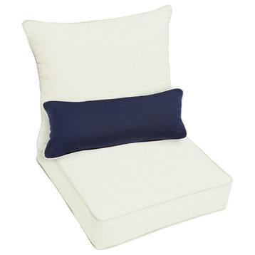 Sorra Home Canvas Natural Deep Seat Cushion Set With Lumbar Pillow 25 x 25"