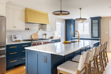 Inspiration for a transitional kitchen remodel in Philadelphia with an island