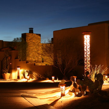 Swirls Obelisk, 6x6 Bollards and Path Lights