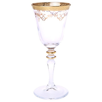 Classic Touch Wine Glasses With Gold Design, Set of 6