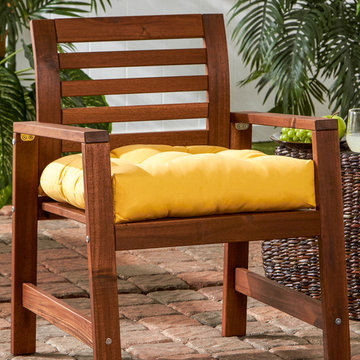 Teak Wood Chair with Bright Yellow Cushion