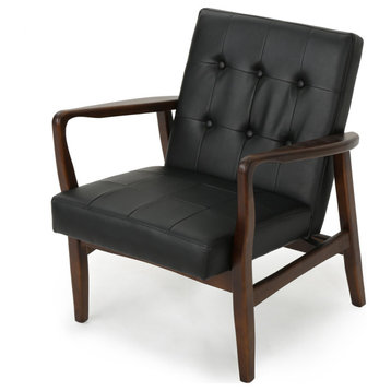 GDF Studio Callisto Mid Century Modern Fabric Club Chair, Black
