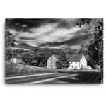 Pi Photography Wall Art and Fine Art - Greenbank Mill Black and White Landscape Photo Canvas Wall Art Print, 24" X 36" - Old Greenbank Mill - Summer Black and White - Rural / Country Style / Rustic / Landscape / Nature Photograph Canvas Wall Art Print - Artwork - Wall Decor