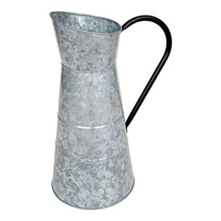 Classic Galvanized Metal Jug With Handle, Gray - BM02378