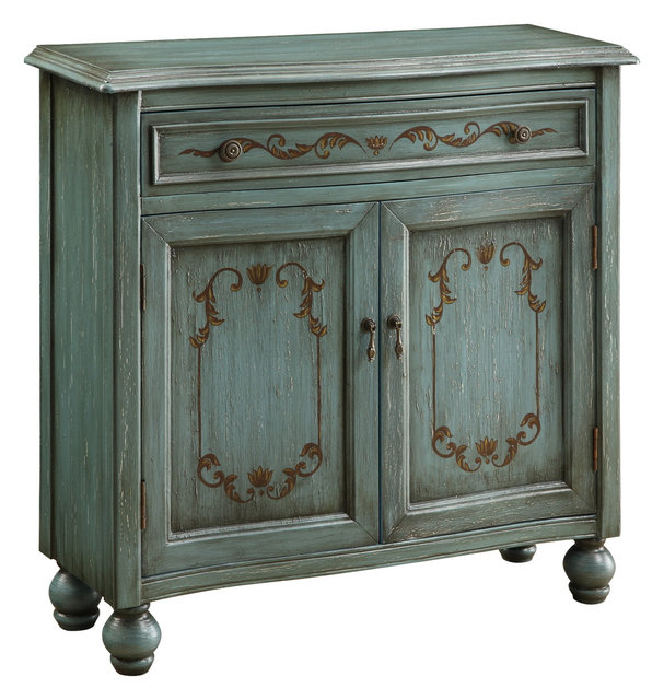 Teal Detailed Accent Cabinet - Traditional - Accent Chests And Cabinets ...