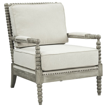 ACME Saraid Accent Chair in Beige Linen & Gray Oak Finish