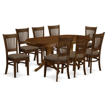 East West Furniture Vancouver 9-piece Wood Dining Table Set in Espresso
