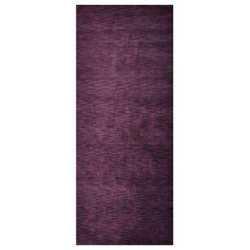 Hand Knotted Loom Wool Area Rug Solid Purple, [Runner] 2'6''x10'