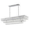 48" 17-Light Chrome Metal 3-Tier Chandelier With Clear Crystals