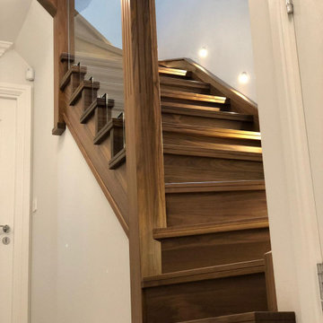 New Cutstring Staircase | Walnut & Glass | Crewe