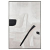 Framed Layered White Fabric Abstract Painting on Canvas for Modern Contemporary