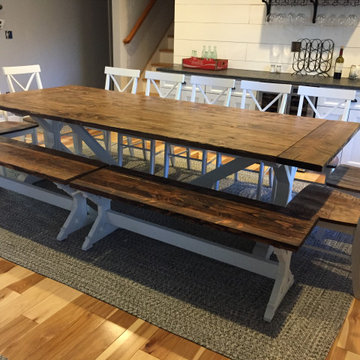 Burnt Meadow X Base Trestle Table Dining Set