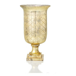 Chateaux 16447 9.5" Cut Glass Hurricane Candle Holder - Candleholders