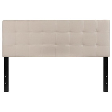 Bedford Tufted Upholstered Queen Size Headboard, Beige Fabric