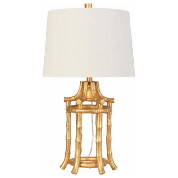 Golden Bamboo Table Lamp, 29"H