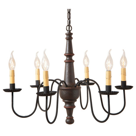 Harrison Chandelier, Espresso With Salem Brick