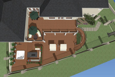 3D Rendering: Backyard entertainment, grilling and lounging space