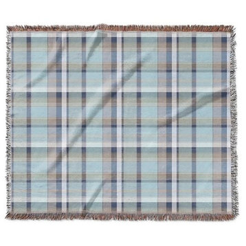 "Madras Plaid in Blue and Gray" Woven Blanket 60"x50"