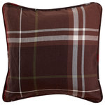 Paseo Road by Hiend Accents - Jackson Plaid Euro Sham, 27"x27", 1 Piece - Complete your luxury winter lodge-inspired bedding ensemble with our Jackson Plaid Euro Sham. The perfect balance of vogue and woodsy, this euro sham features classic plaid in deep red and brown with hints of evergreen, resulting in a cozy rustic feel. Pair with our Jackson Comforter Set and other pillows and shams from Jackson, Ruidoso, Fair Isle, and other lodge-inspired collections.