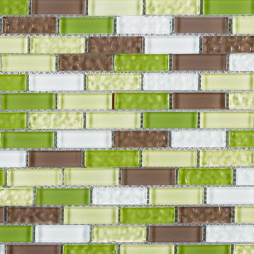 11.75"x12" Jasper Glass Mosaic Tile Sheet, Green