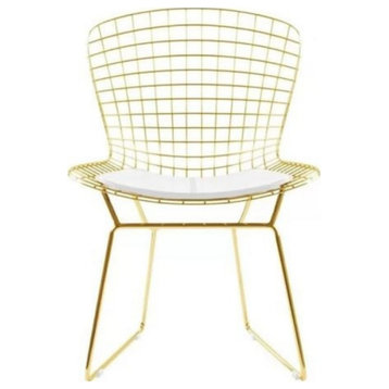 Bertoia Wire Chair, Gold/White