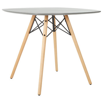 Dining Table, White With Wood Legs, Gray