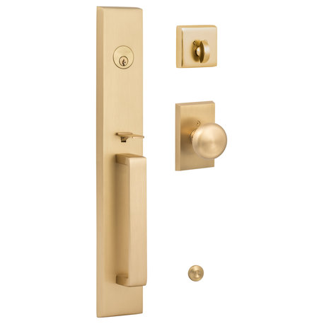 Ridgecrest Vail Handle Set With Oakley Knob Interior Trim, Satin Brass